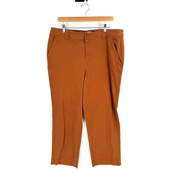 A New Day Rust Chino Stretch Cropped Straight Leg Pants Size 16 - Picture 1 of 9